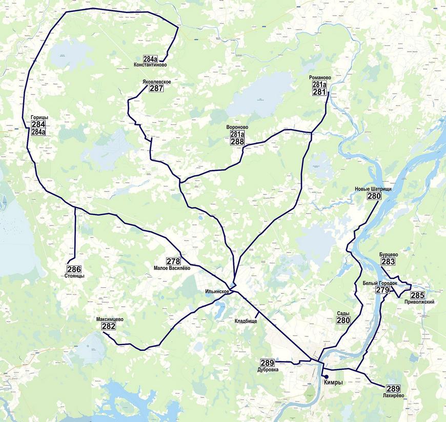Схема движения междугородних и пригородных автобусов